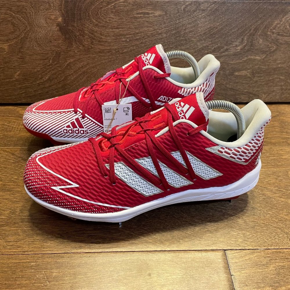 NEW Adidas Adizero Afterburner 7 Metal Baseball Cleats Red/White EG7613 Size 8